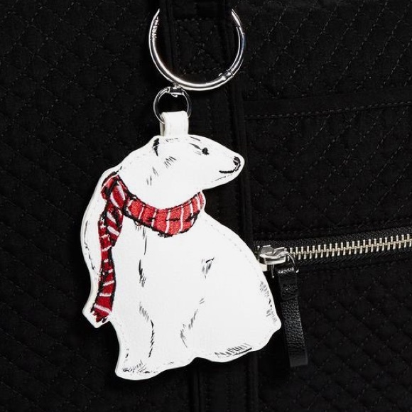 Vera Bradley Bag Charm Beary Merry, White, Red - Picture 4 of 5
